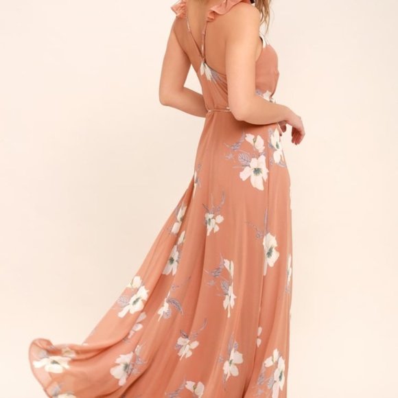 Lulus All Mine Rusty Rose Floral High-Low Maxi - Picture 3 of 6
